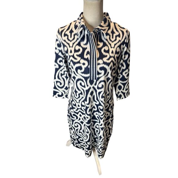 Gretchen Scott Designs Dresses & Skirts - Gretchen Scott Blue Arabesque Collar Neck  - Women’s Med $189